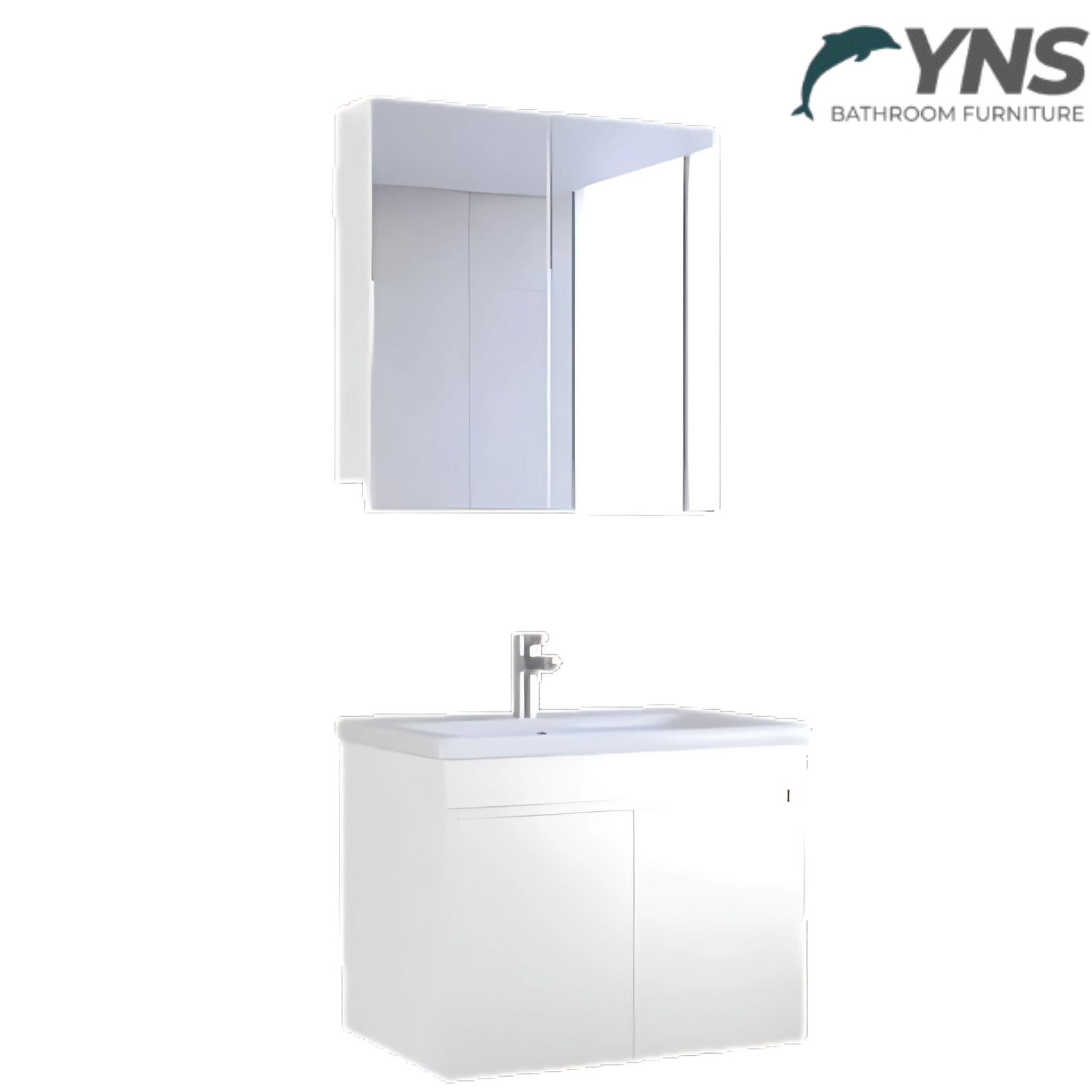 BANYO DOLABI TAKIMI KLASİK ASMA PLUS 80CM BEYAZ (DURU TAŞ)